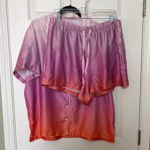 Victoria's Secret Pink and Orange Satin Pajama Set